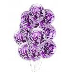 BALON LATEKSOWY 30CM Z KONFETTI FIOLETOWYM 100SZT