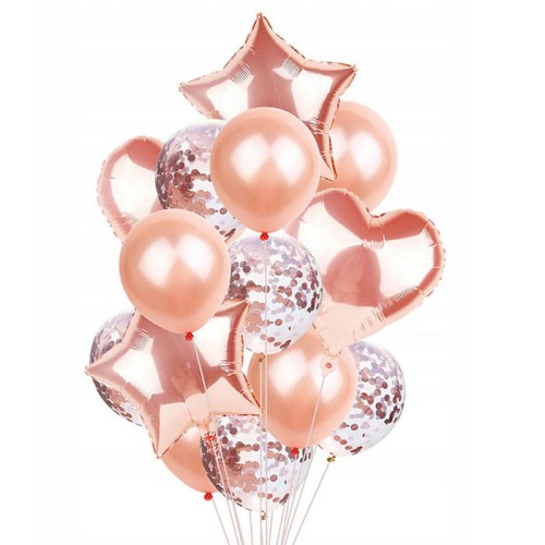BALONY URODZINOWE ZESTAW GOLD ROSE