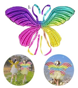 BALON SKRZYDŁA MOTYLA TĘCZOWE 120CM