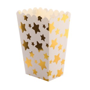 PUDEŁKO NA POPCORN ZŁOTE GWIAZDKI 6SZT