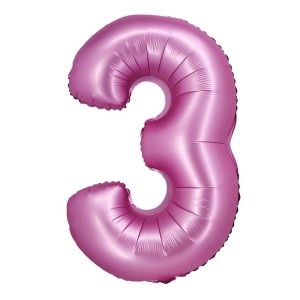 BALON 76CM CYFRA SATYNOWA RÓŻOWA 3