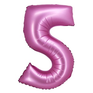 BALON 76CM CYFRA SATYNOWA RÓŻOWA 5
