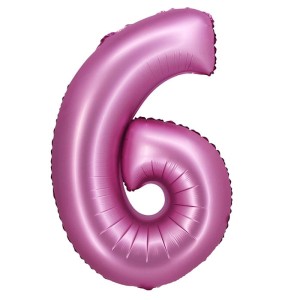 BALON 76CM CYFRA SATYNOWA RÓŻOWA 6