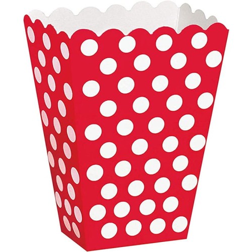 PUDEŁKA NA POPCORN CZERWONE W BIAŁE GROSZKI
