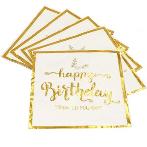 SERWETKI PAPIEROWE HAPPY BIRTHDAY ZŁOTE 10SZT