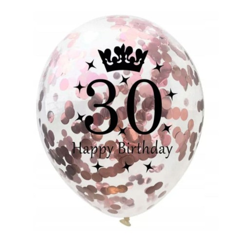 balony lateskowe z konfetti gold rose