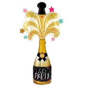 BALON SZAMPAN ZŁOTO CZARNY 59X113CM