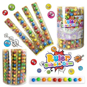 RULER BUBBLE GUM GUMY KULKI BALONOWE DO ŻUCIA NA BLISTRZE LISTKU 45X25g