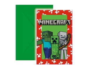 ZAPROSZENIA Z KOPERTAMI MINECRAFT 6 SZT