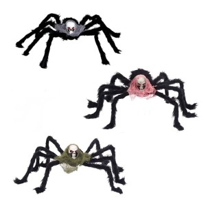 PAJĄK DUŻY WŁOCHATY CZASZKA NA HALLOWEEN 60CM