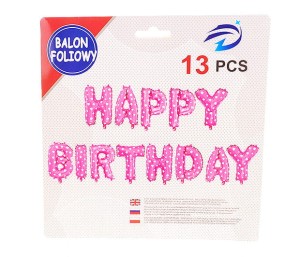 BALON NAPIS HAPPY BIRTHDAY C1A RÓŻOWY