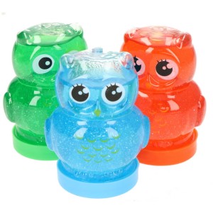 GLUTEK SLIME MINI SOWA Z BROKATEM MIX 24SZT