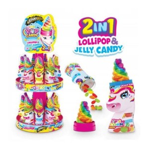 JOHNY BEE LIZAK UNICORN POP CANDY Z ŻELAKMI NA STANDZIE (50G) 18SZT