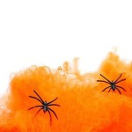 POMARAŃCZOWA PAJĘCZYNA Z 6 PAJĄKAMI DEKAORACJA HALLOWEEN