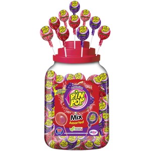 LIZAK PIN POP MIX ASSORTED 18G 100szt, OWOCOWE Z GUMĄ W ŚRODKU