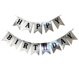 GIRLANDA BŁYSZCZĄCA HAPPY BIRTHDAY SREBRNA