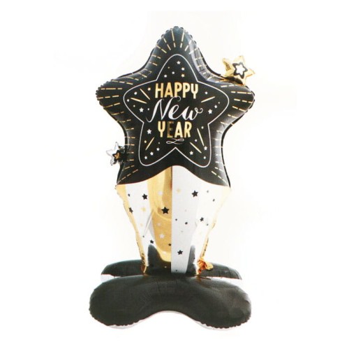 balon gwiazda stojąca happy new year
