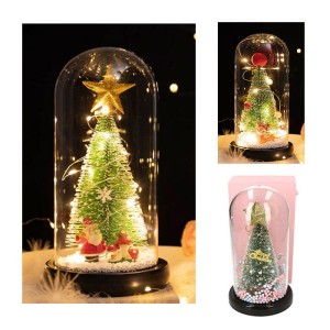 ŚWIECĄCA CHOINKA W SZKLE OZDOBA NA BOŻE NARODZENIE LED