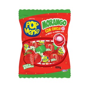 POP MANIA MORANGO LIZAK Z GUMĄ BALONOWĄ  (12G) 50SZT