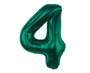 BALON FOLIOWY CYFRA 4 ZIELEŃ BUTELKOWA 85CM