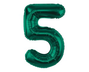 BALON FOLIOWY CYFRA 5 ZIELEŃ BUTELKOWA 85CM