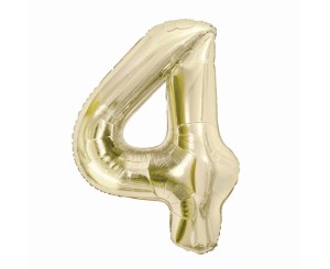 BALON FOLIOWY CYFRA 4 SZAMPAŃSKA 85 CM