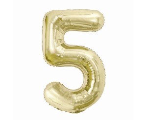 BALON FOLIOWY CYFRA 5 SZAMPAŃSKA 85 CM