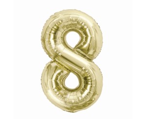 BALON FOLIOWY CYFRA 8 SZAMPAŃSKA 85 CM