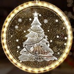 DEKORACJA BOŻE NARODZENIE WITRAŻ 3D CHOINKA LED 16CM