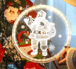 DEKORACJA BOŻE NARODZENIE WITRAŻ 3D MIKOŁAJ LED 16CM