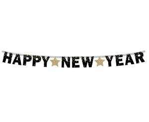 GIRLANDA B&C HAPPY NEW YEAR ZŁOTE GWIAZDKI  180CM