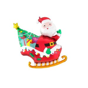 BALON NA BOŻE NARODZENIE MIKOŁAJ W SANIACH 62x67CM