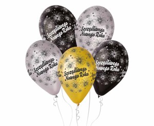 BALONY LATEKSOWE SYLWESTER SZCZĘŚLIWEGO NOWEGO ROKU