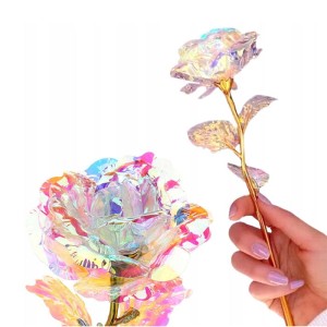 WIECZNA RÓŻA W PUDEŁKO NA WALENTYNKI 24CM  OPALIZUJĄCA