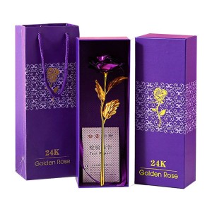 WIECZNA RÓŻA W PUDEŁKO NA WALENTYNKI 24CM  FIOLETOWA