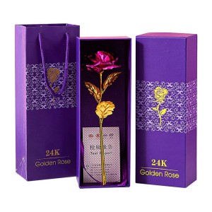 WIECZNA RÓŻA W PUDEŁKO NA WALENTYNKI 24CM  RÓŻOWA