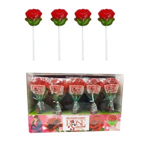 LIZAK RÓŻA -  DELICIOUS ROSE LOLLIPOP (15G) 30SZT
