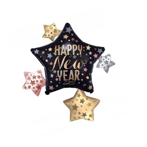 BALON FOLIOWY GWIAZDA HAPPY NEW YEAR