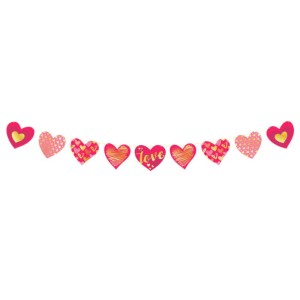 DEKORACJA GIRLANDA  SERCA WE WZORY NA WALENTYNKI  17X200CM