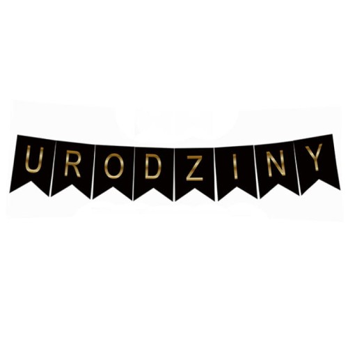 banner girlanda urodziny czarno złota