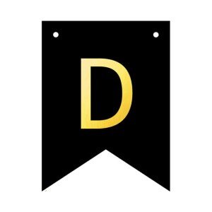 BANER PERSONALIZOWANY CZARNO ZŁOTY LITERA D 12SZT