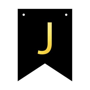 BANER PERSONALIZOWANY CZARNO ZŁOTY LITERA J 12SZT