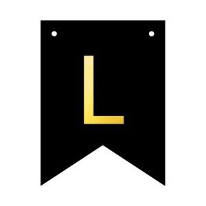 BANER PERSONALIZOWANY CZARNO ZŁOTY LITERA L 12SZT