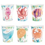 KUBECZKI PAPIEROWE OCEAN  OCEAN RYBKI MUSZELKI SYRENKA  220ML 6SZT