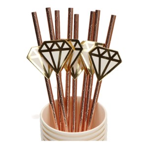 SŁOMKI PAPIEROWE DIAMENT  GOLD ROSE WIECZÓR PANIEŃSKI  10SZT