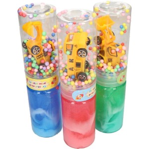 XXL GLUTEK SLIME TĘCZOWY Z POSYPKĄ I BROKATEM POJAZDY MIX 6SZT