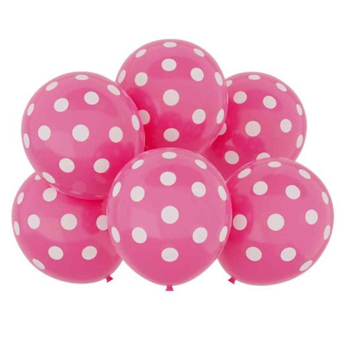 BALONY RÓŻOWE W BIAŁE GROCHY