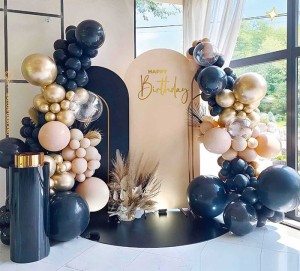 ZESTAW GIRLANDA BALONOWA GRANATOWO ZŁOTA 124SZT