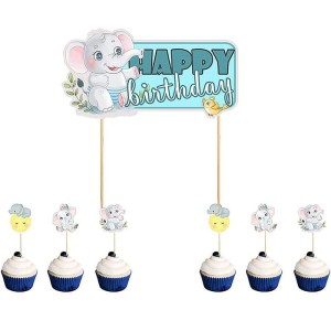 DEKORACJA TOPPER NA TORT SŁOŃ 6SZT