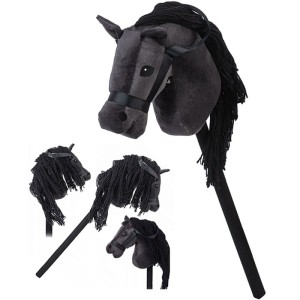 INTERAKTYWNA PLUSZOWA GŁOWA KONIA KOŃ NA KIJU HOBBY HORSE 65CM CZARNY
